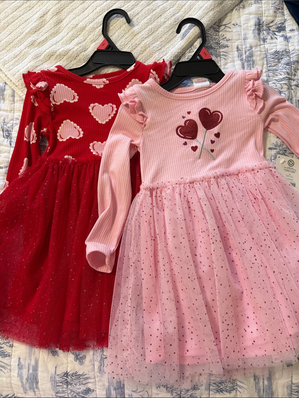 Girls Pink Heart Tulle Dress x2